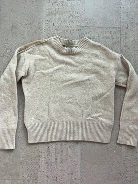 Everlane Two-Tone Crewneck Sweater in Beige and Oatmeal, xs